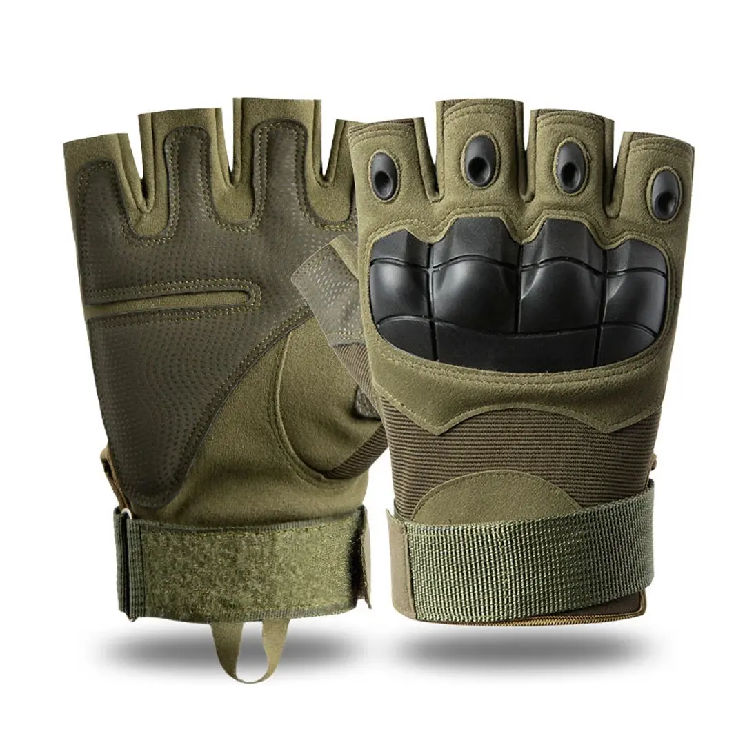 Half finger Military Grade Tactical Outdoor Hand Gloves for Bike Motorcycle-Army Green