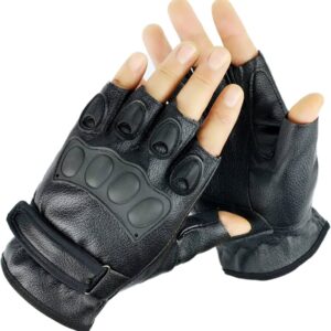 Black color Half Finger Hand Gloves For Bikers
