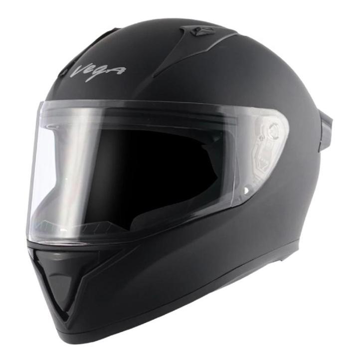 Vega Bolt full-face motorcycle helmet, featuring a matte black finish and a clear anti-scratch visor